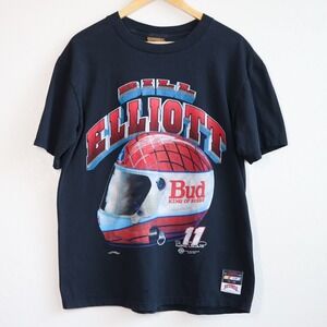 Vintage NASCAR Bill Elliott Budweiser Racing Shirt Nutmeg Mens M Made In USA 90s